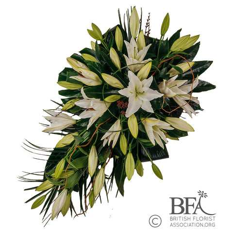 White Lily Single-Ended Coffin Spray