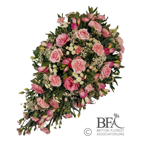 Mixed Pink Flower Single-Ended Coffin Spray