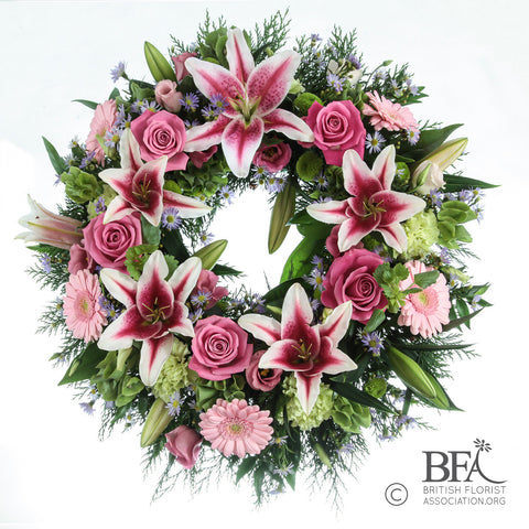 Lily Wreath in Pink or White