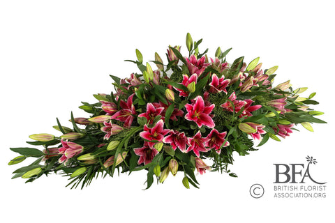 Beautiful Pink Lillies Double End Coffin Top